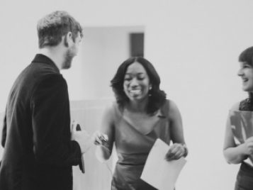 Chris McCormick, Brittany Bennett, and Rachel Greene (all Fiction '14) 